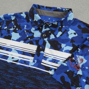 Sunday Crew Oahu Golf Apparel Polo Mens XS Blue Camo Performance Made in USA